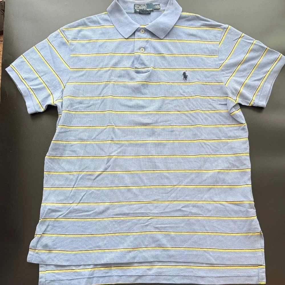 POLO Ralph Lauren Polo Shirt Mens Large Striped‎ Short Sleeve Cotton